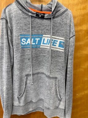 Salt Life Super Soft Gray Hoodie with Blue and White Logo